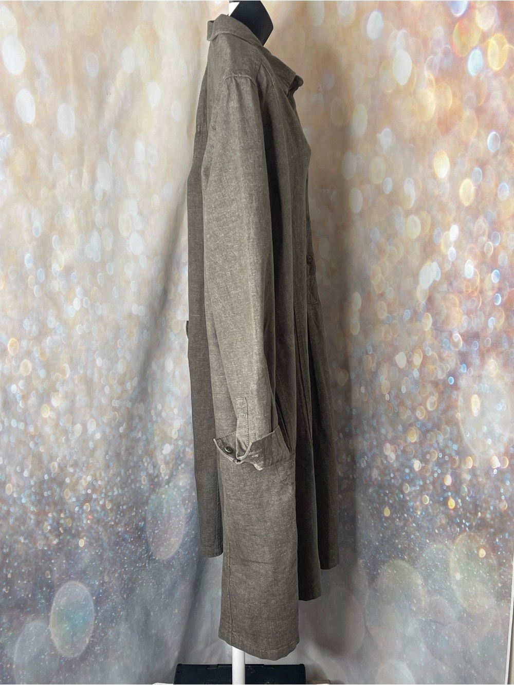 Poetry NWT Hemp Organic Cotton Long Sleeve Dress Olive Green Size US 14 - Picture 6 of 8